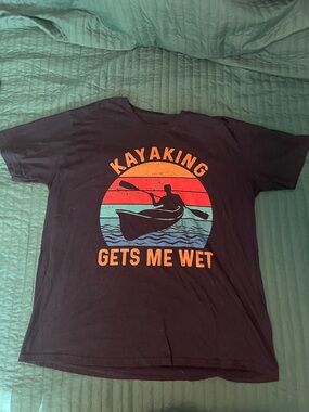 Kayaking Graphic Tee - Black with Sunset Colors 2XL Kayaking Gets Me Wet